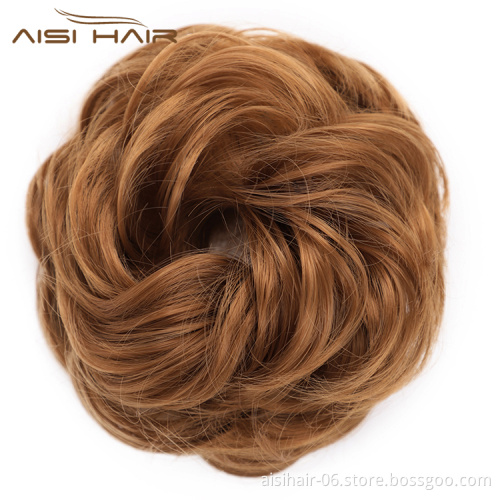 Aisi Hair Multi Color Synthetic Curly Donut Chignon Bun Elastic Rope Rubber Band Hairpiece Ponytail Extension For Women